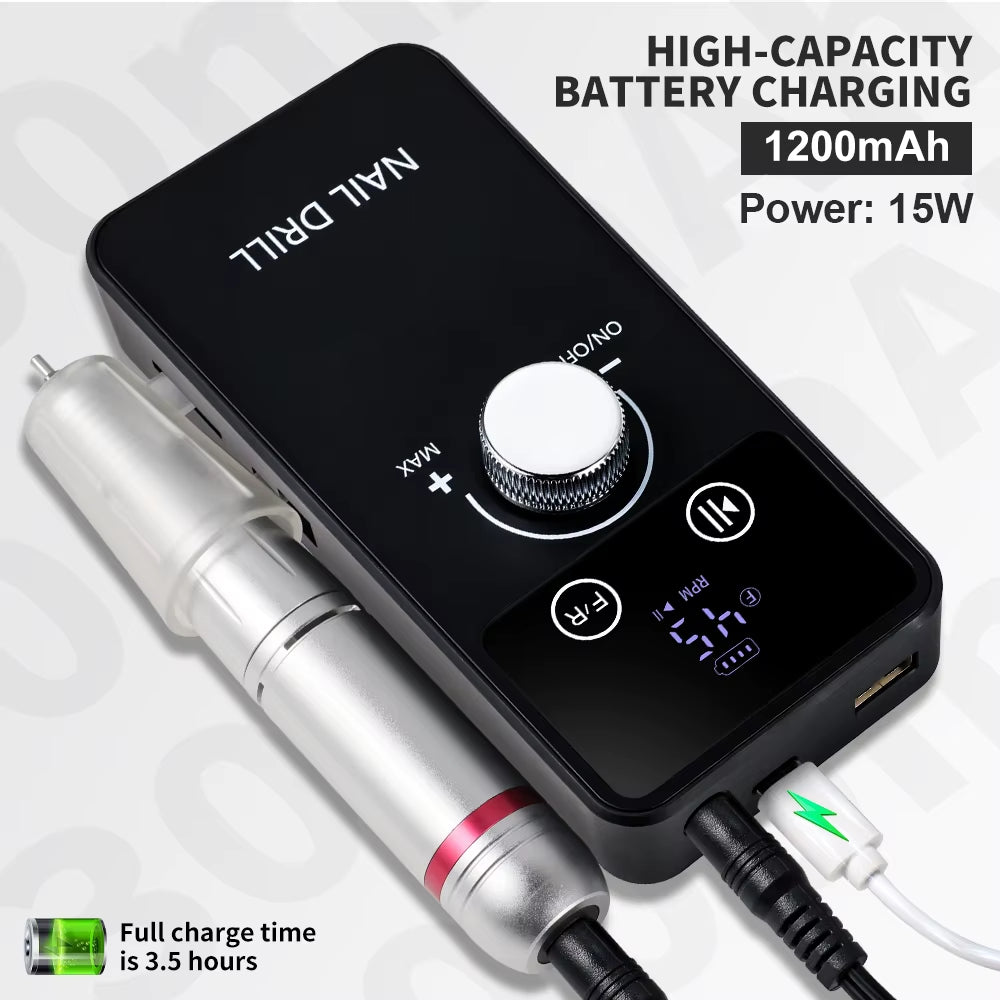 45000RPM Professional Electric Nail Drill Machine Rechargeable Nail File Nails Accessories Gel Nail Polish Sander Low Noise Tool