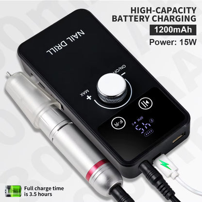45000RPM Professional Electric Nail Drill Machine Rechargeable Nail File Nails Accessories Gel Nail Polish Sander Low Noise Tool