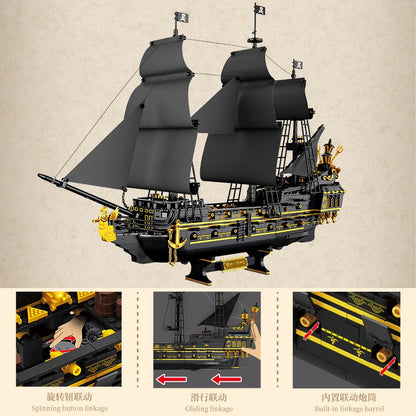 2076-Piece Pirate Ship Building Blocks Model - DIY Assembly Educational Sailboat Ornament for Kids and Adults