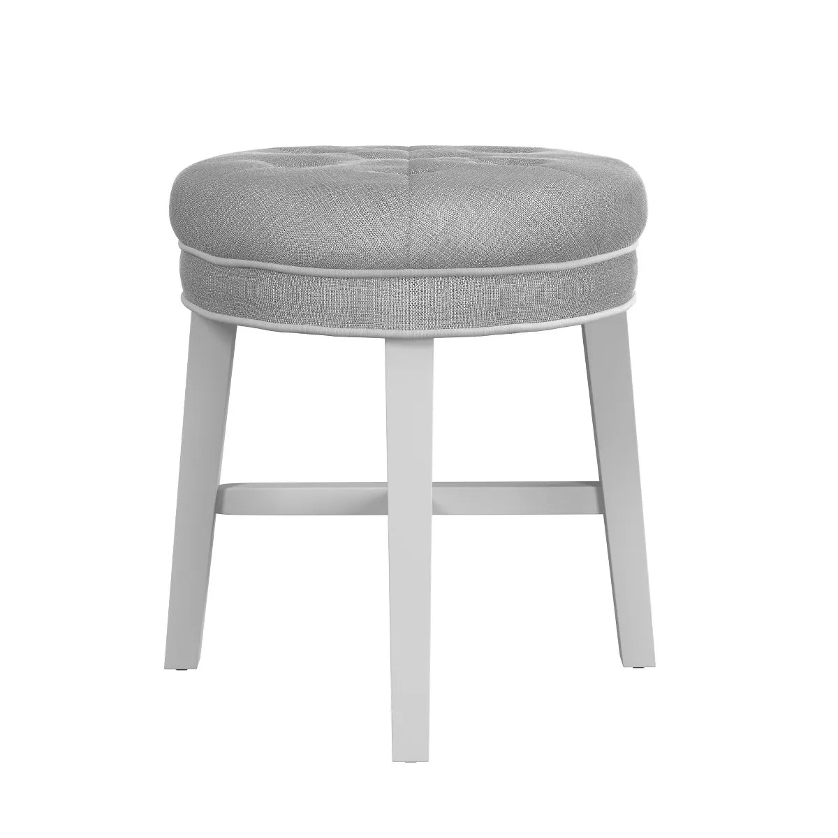 18" Sophia Tufted Backless Wood Vanity Stool - Linen Gray