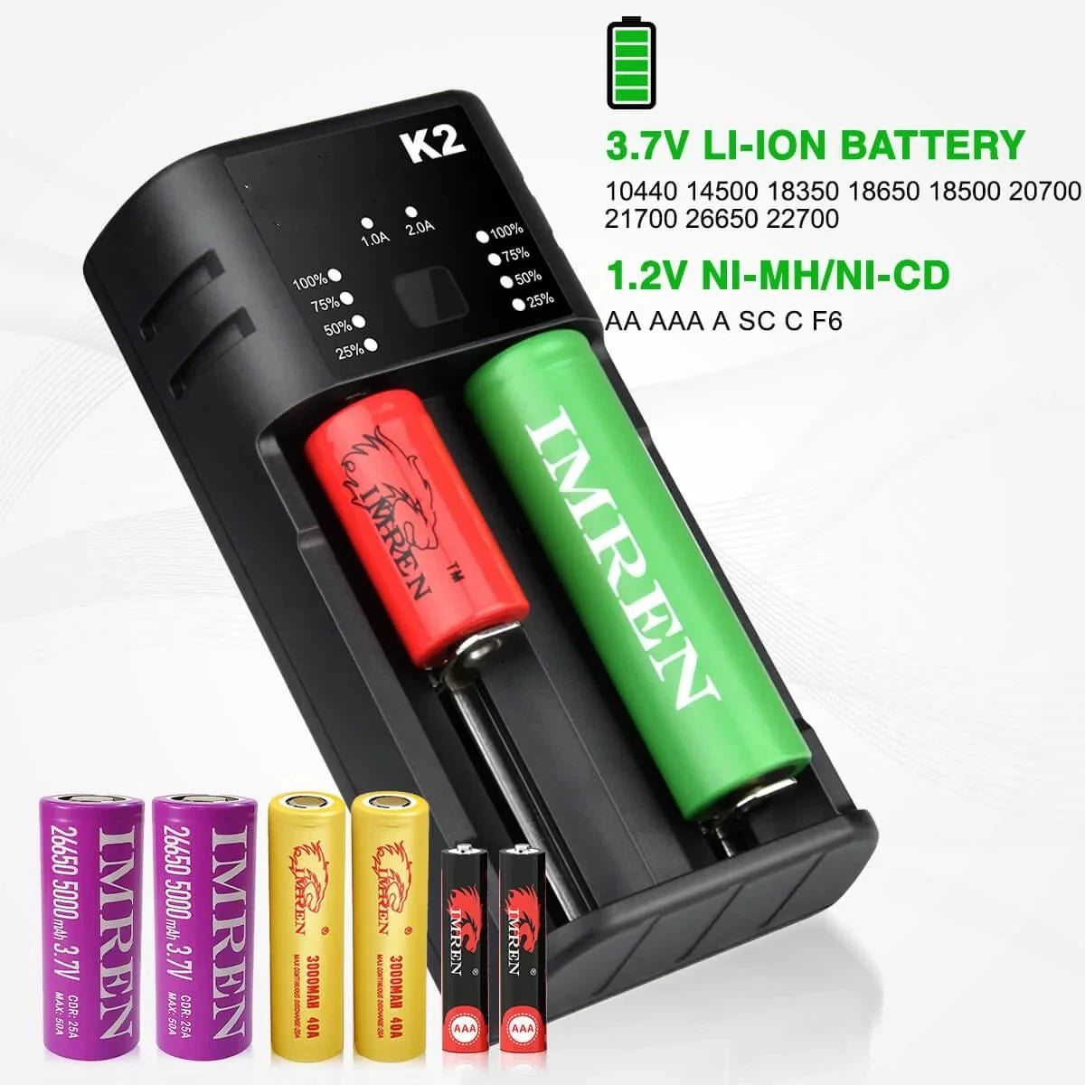 Dual-Slot Universal with USB Port Battery Charger Flashlight RC Toys Home Tools Rechargeable Battery Charger