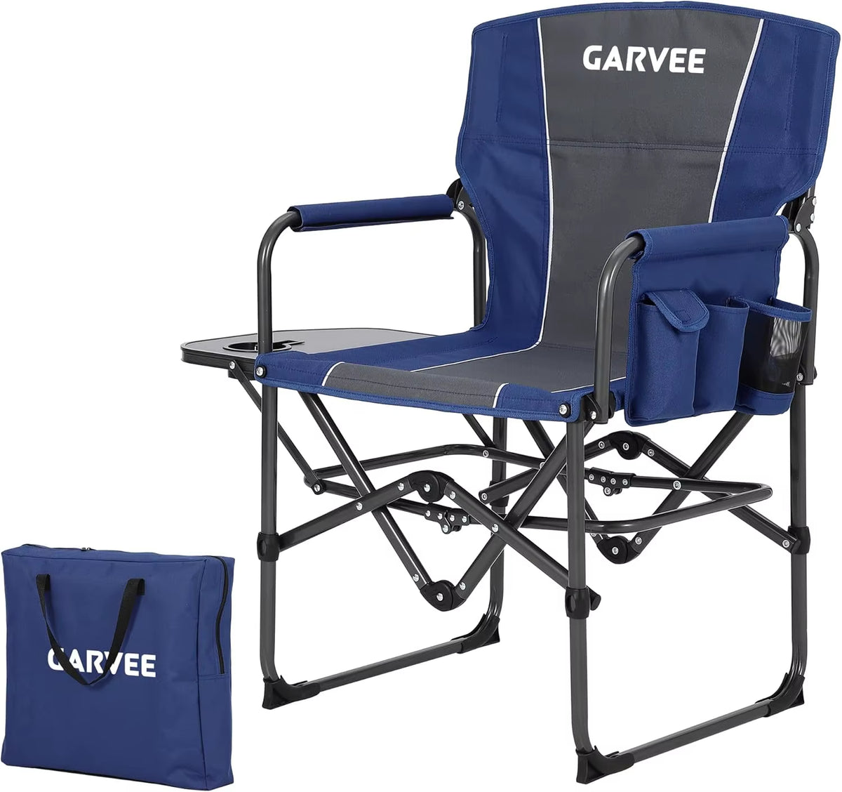 Oversized Heavy-Duty Folding Directors Chair for Adults - Available in 1 or 2 Pack, 400 lbs Capacity, Portable Camping Chair with Side Table, Cup Holder, and Side Pocket for Camping, Beach, Garden, and RV Use