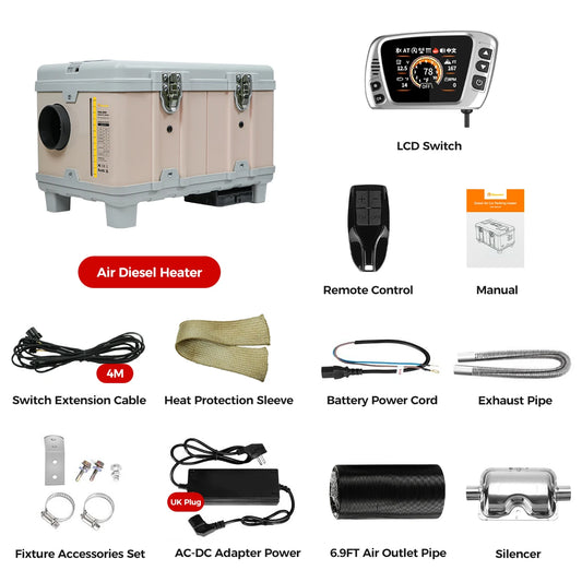 8KW Portable Diesel Air Heater with Self-Cleaning and Bluetooth App, High Altitude Mode for 12V/220V RV, Truck, and Van Applications