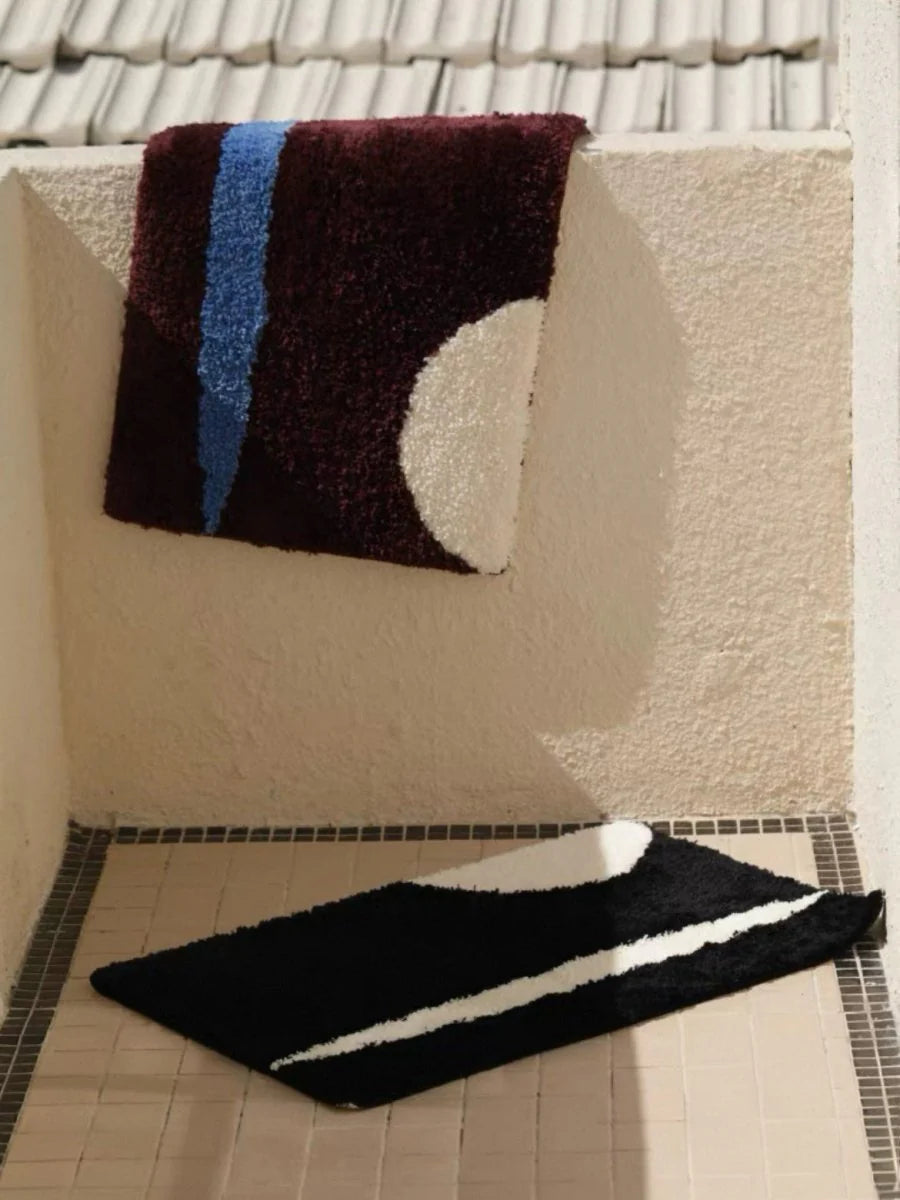 Ultra Soft Contemporary Abstract Bath Rug, Absorbent, Anti-Slippery Mat