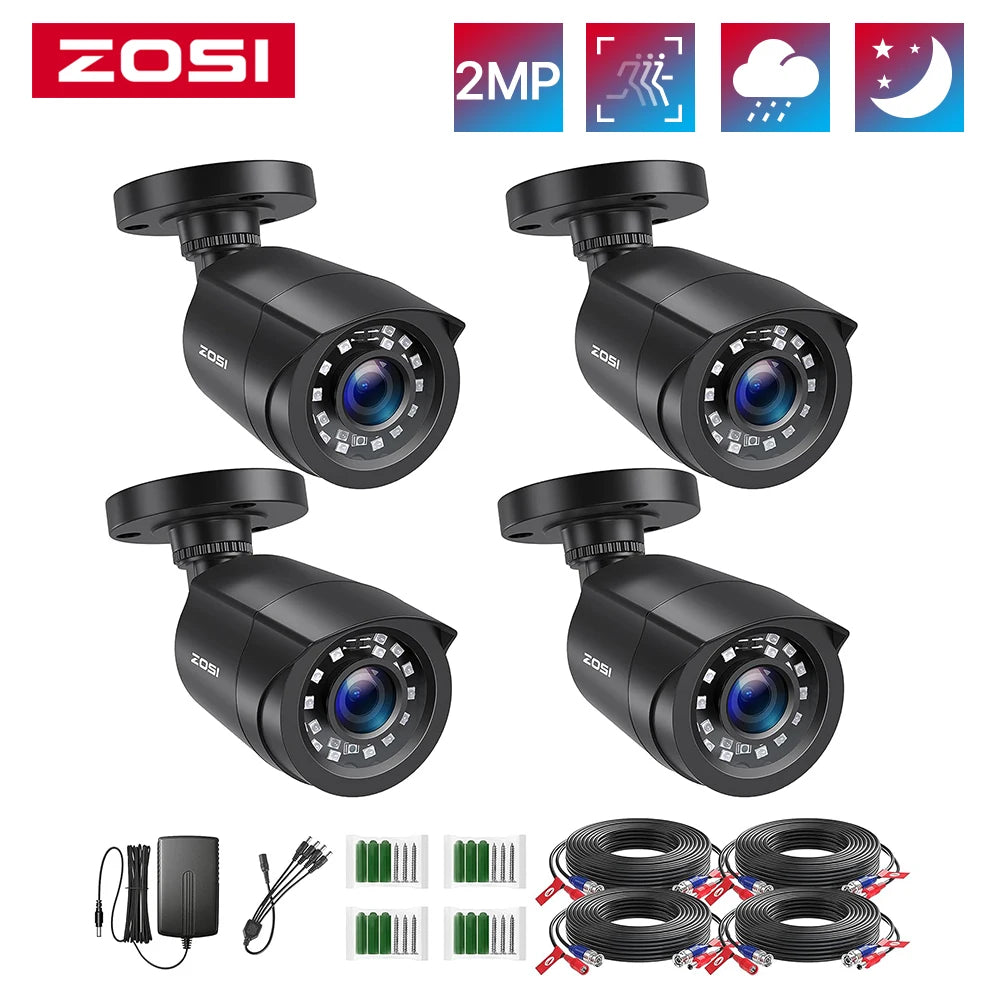 1080P 4 Pack HD TVI Security Cameras Outdoor Indoor Weatherproof Bullet Surveillance Camera for Analog CCTV DVR System
