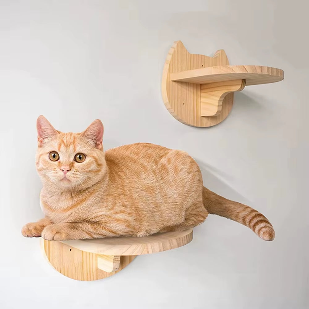 Wall-Mounted Cat Climbing Shelf with Four-Step Stairway and Sisal Scratching Post for Enhanced Pet Play and Comfort