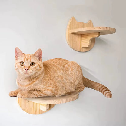 Wall-Mounted Cat Climbing Shelf with Four-Step Stairway and Sisal Scratching Post for Enhanced Pet Play and Comfort