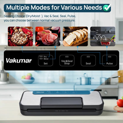 VH1506 Vacuum Sealer Machine Sous Vide Handle Type 80Kpa Multifunctional and Convenient Vacume Sealer Household