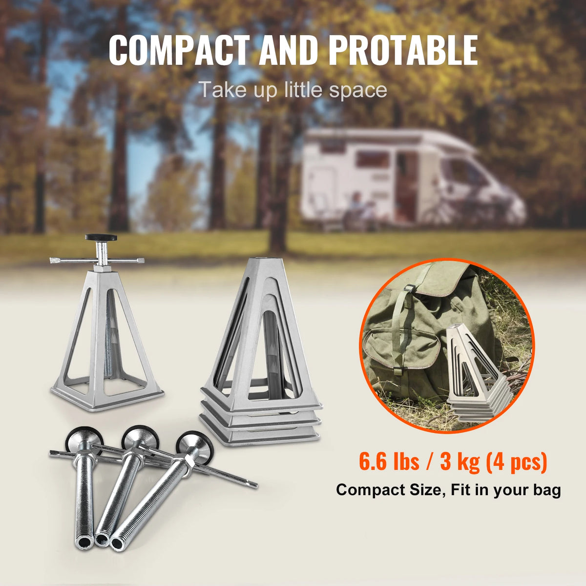 Succebuy 4-Pack Aluminum RV Stabilizer Jacks - 6000 lbs Leveling Support for Travel Trailers and Campers with Single Screw Design