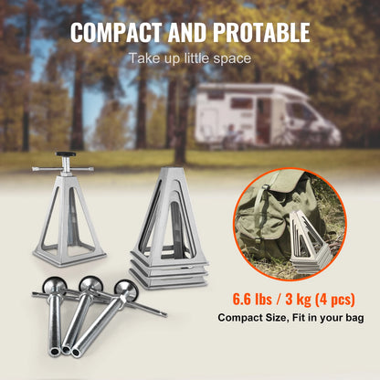 Succebuy 4-Pack Aluminum RV Stabilizer Jacks - 6000 lbs Leveling Support for Travel Trailers and Campers with Single Screw Design