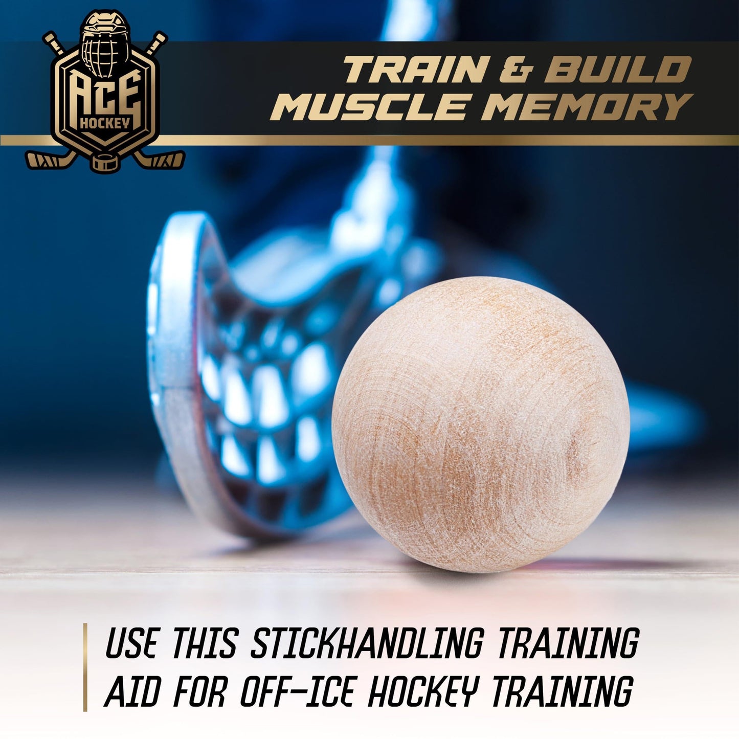 Swedish Stickhandling Balls Unfinished Hardwood No Bounce Floorball Training Equipment for Floor Dribbling Skills Dekes Fakes & Ball Handling Drills 2 Inch Diameter