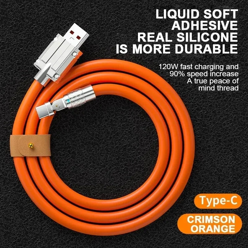 120W 7A Fast Charging USB Type-C Cable with 180-Degree Elbow Design for Xiaomi, Redmi, and Honor Smartphones