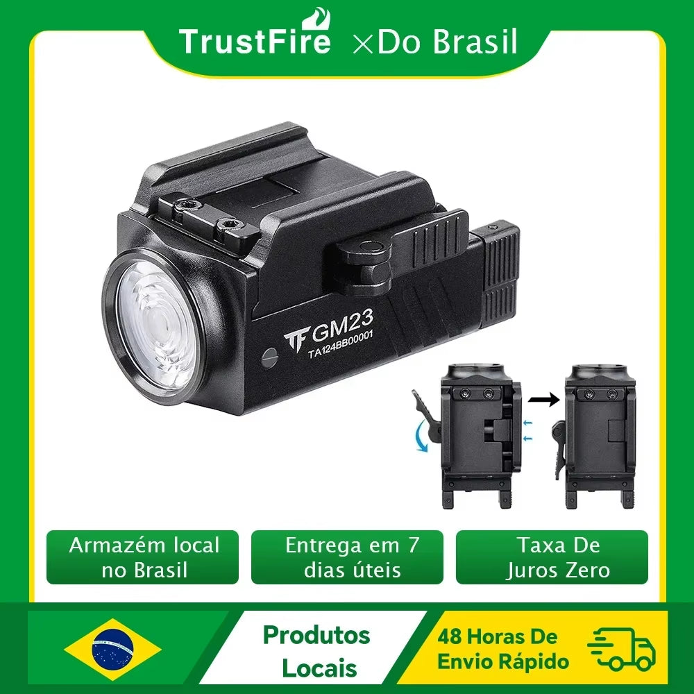GM23 Tactical Led Flashlight 800LM USB Rechargeable Quick Release Lights for GL & 20Mm Picatinny Rail Tauru TX2