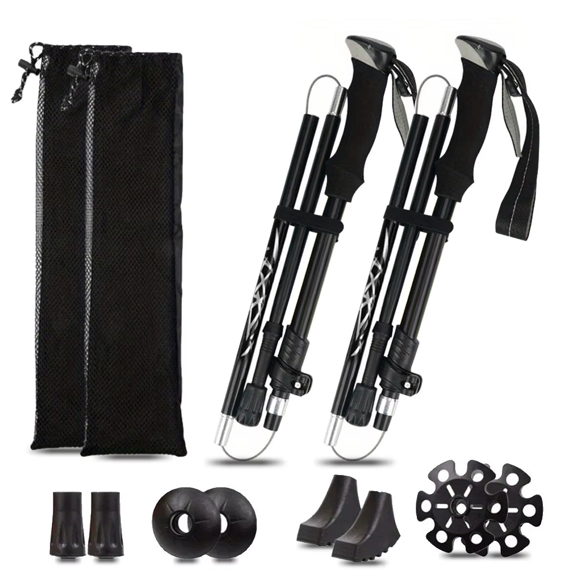 Ultralight Aluminum Alloy 5-Section Folding Trekking Pole for Hiking, Mountaineering, and Walking - Sturdy and Durable Design