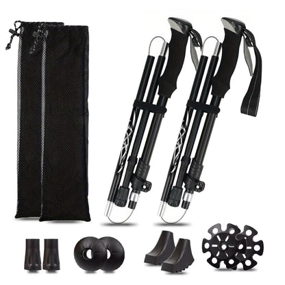 Ultralight Aluminum Alloy 5-Section Folding Trekking Pole for Hiking, Mountaineering, and Walking - Sturdy and Durable Design