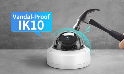 8MP 4K POE IP Camera IK10 Explosion-Proof Outdoor H.265 Onvif Metal Dome CCTV Security Protection 4MP Video Surveillance
