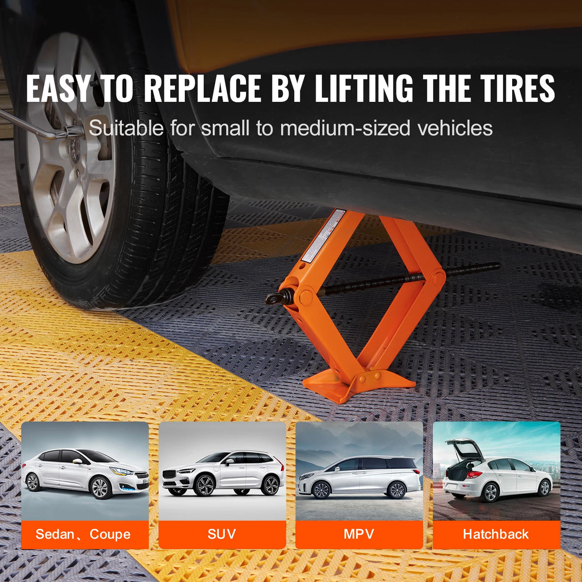 Succebuy 2.5 Ton Scissor Jack with 3.7"-17.1" Lifting Range - Portable Tire Lift for Cars, Trucks, and SUVs