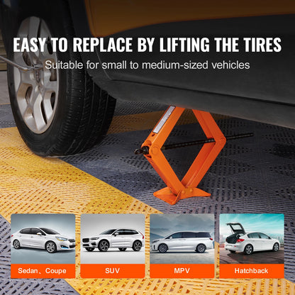 Succebuy 2.5 Ton Scissor Jack with 3.7"-17.1" Lifting Range - Portable Tire Lift for Cars, Trucks, and SUVs