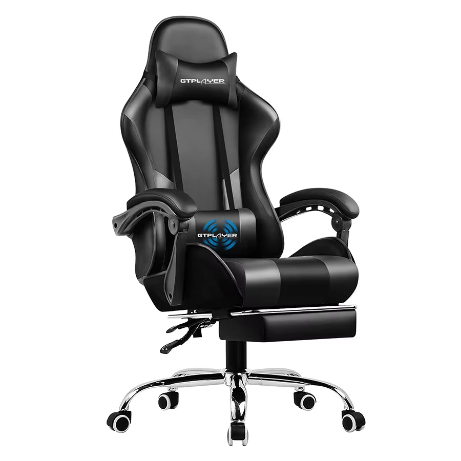GTPLAYER Ergonomic Gaming Chair with Footrest, Lumbar Support, Adjustable Height, Swivel Seat, and Headrest for Office and Gaming Use