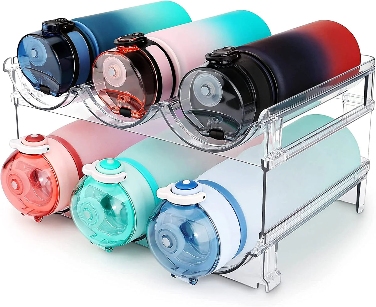 Say Goodbye to Clutter! 🌟 Check Out Our 2-Pack Stackable Water Bottle Organizer for Your Cabinet! Perfect for Keeping Your Hydration Essentials Neat and Tidy! 💧🥤 #Homeorganization #Waterbottlestorage