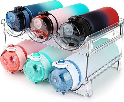 Say Goodbye to Clutter! 🌟 Check Out Our 2-Pack Stackable Water Bottle Organizer for Your Cabinet! Perfect for Keeping Your Hydration Essentials Neat and Tidy! 💧🥤 #Homeorganization #Waterbottlestorage