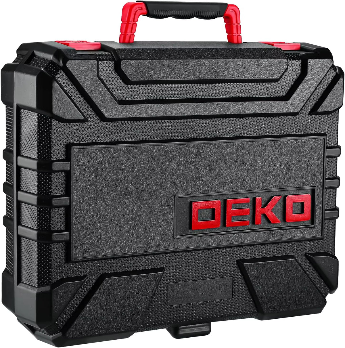DEKO 126-Piece Cordless Drill and Hand Tool Set with 8V Red Drill for Home Use