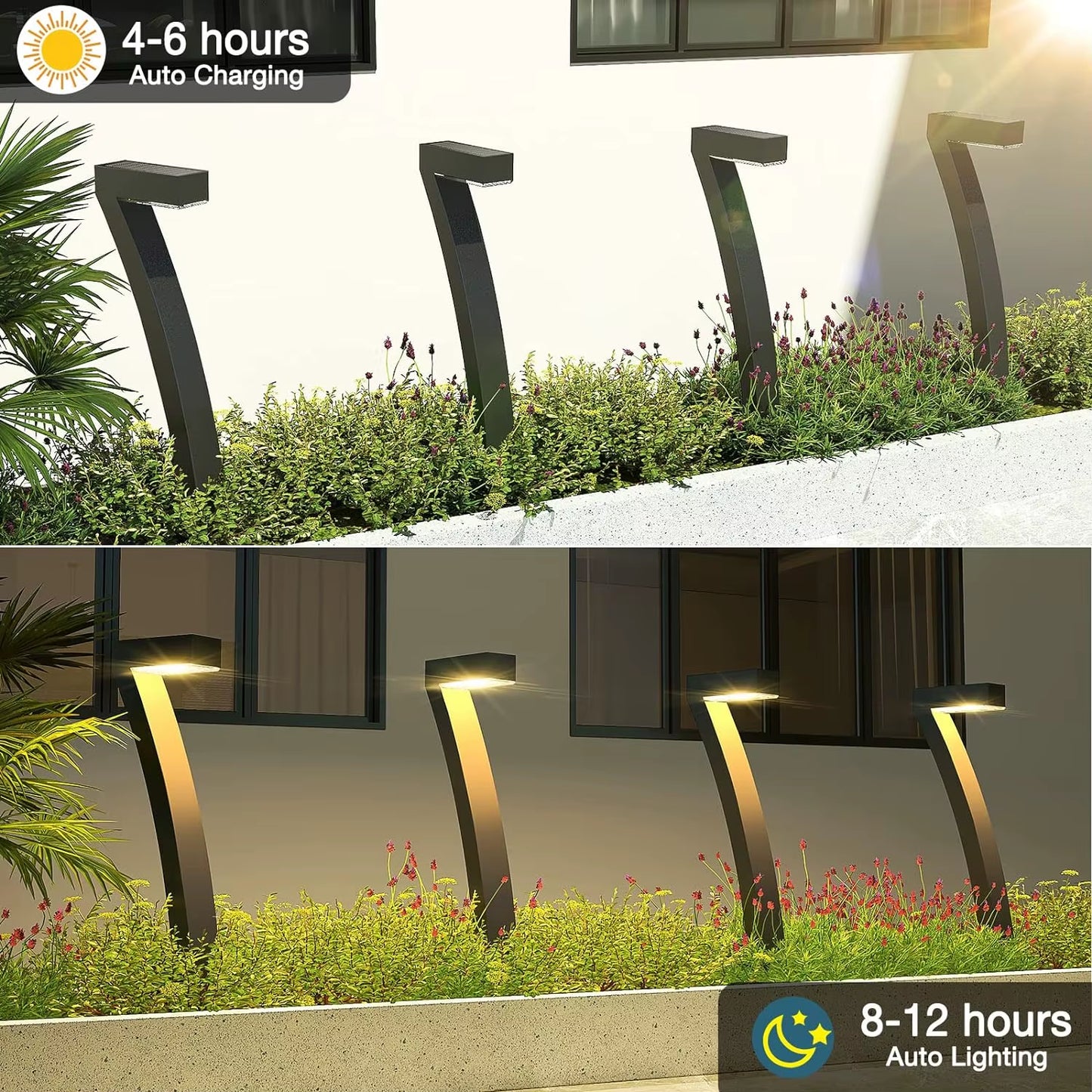 6Pack Bright Solar Outdoor Lights Pathway, 12 Hrs Solar Garden Lights, Auto On/Off for outside Landscape Path Yard Walkway