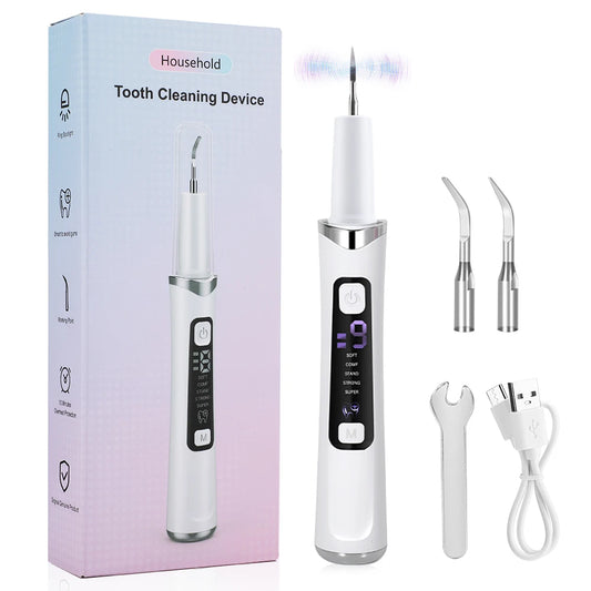 5 LED Light Ultrasonic Tooth Cleaner 9 Levels Dental Scaler Calculus Remover Plaque Stain Tartar Removal Teeth Cleaning Tools