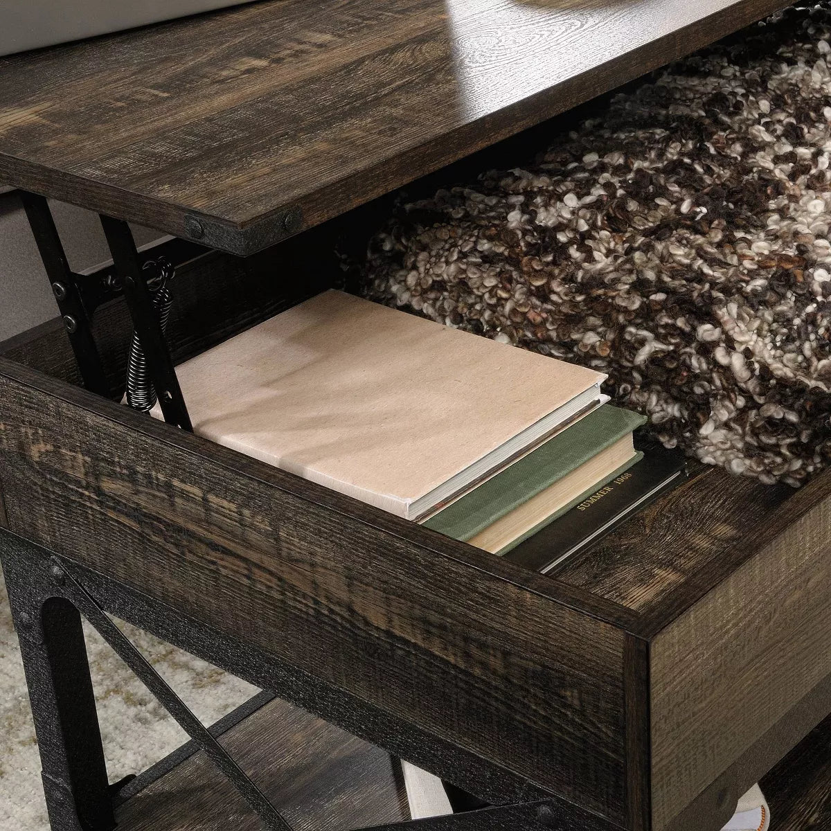 Steel River Lift-Top Coffee Table - Carbon Brown