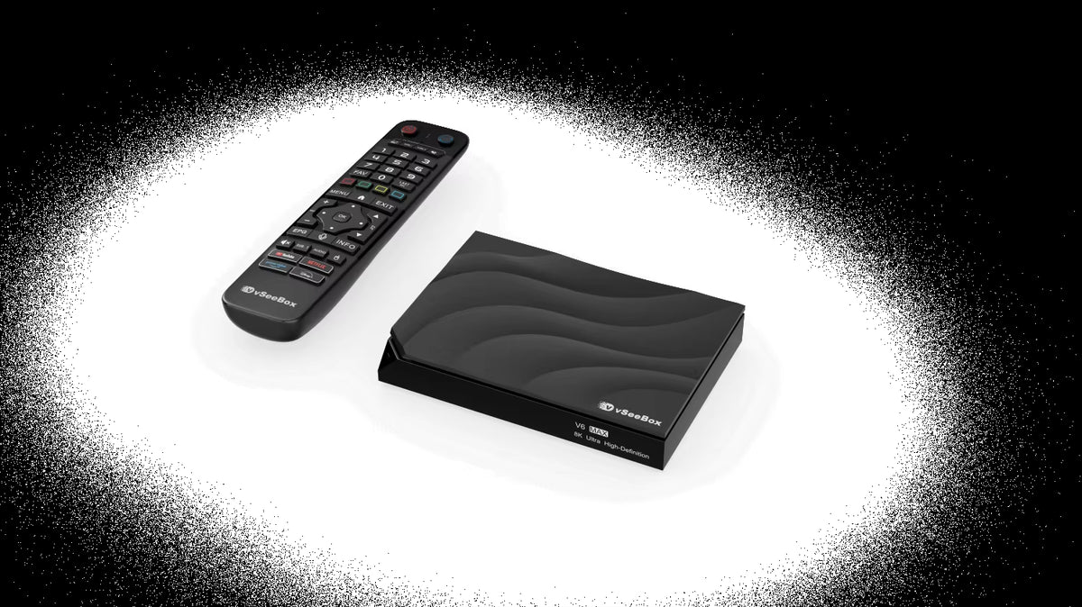 Vseebox V6 Max 2026 - Latest Model, Android 14, 4GB RAM, 64GB Storage, Voice Control, Wi-Fi 6, Parental Control, 8K HDMI, Complete Kit with Remote, HDMI Cable, Power Adapter, and Setup Guide