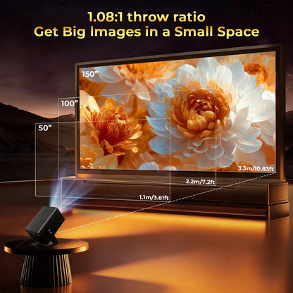 8K Support Ultra High Definition Projector with Android 14 OS, Native1080P 1000ANSI Built-In Apps, Auto Focus & Keystone Beammer