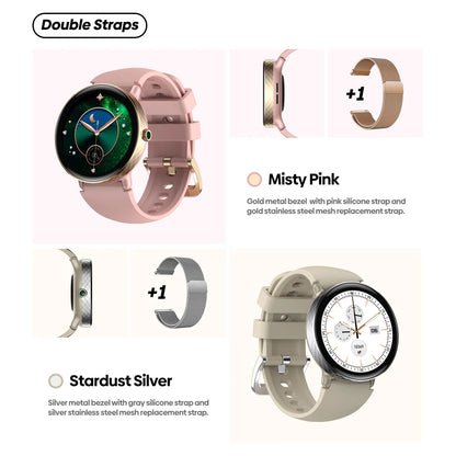 The NEW 2025  Lily 2 Voice Calling Female Smartwatch 1.2" AMOLED Screen Double Strap Health Management Sports Smart Watch