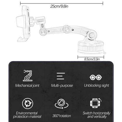 360-Degree Rotating Universal Cell Phone Holder for Windscreen, Dashboard, and Car Trunk Mounting