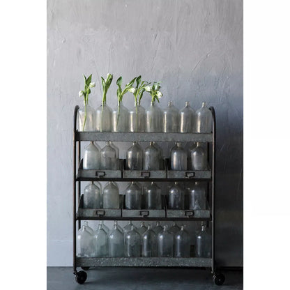 Metal 4-Tier Cart with 6 Bins on Casters: Rolling Utility Organizer, No Assembly Tools Needed
