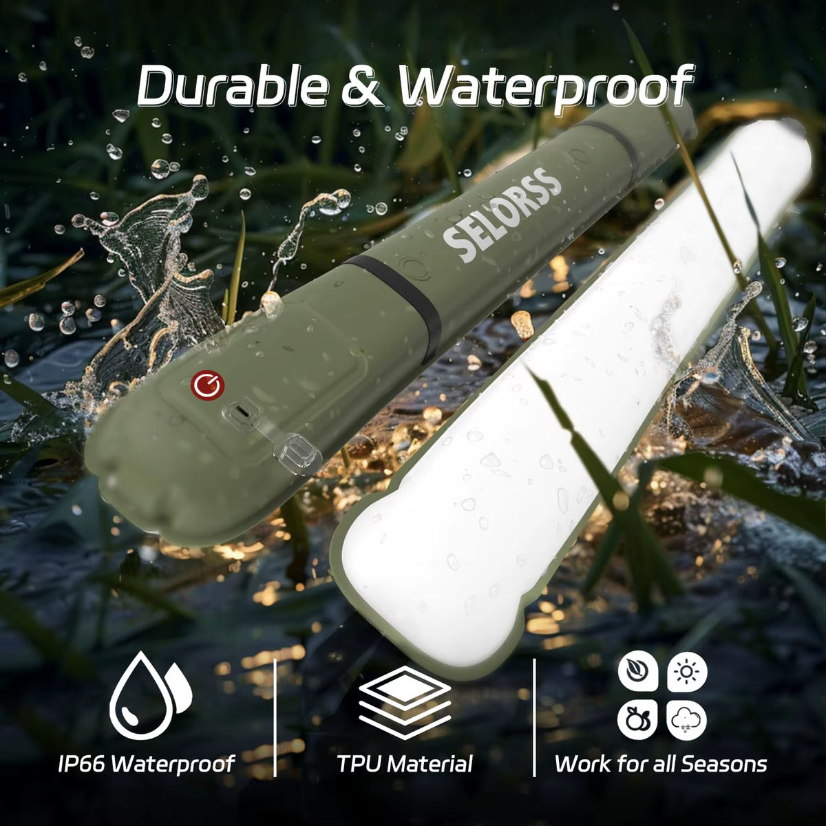 SELORSS Rechargeable Waterproof 2000mAh Portable Camping Spotlight and Tent Lamp for Outdoor Work and Repair Lighting