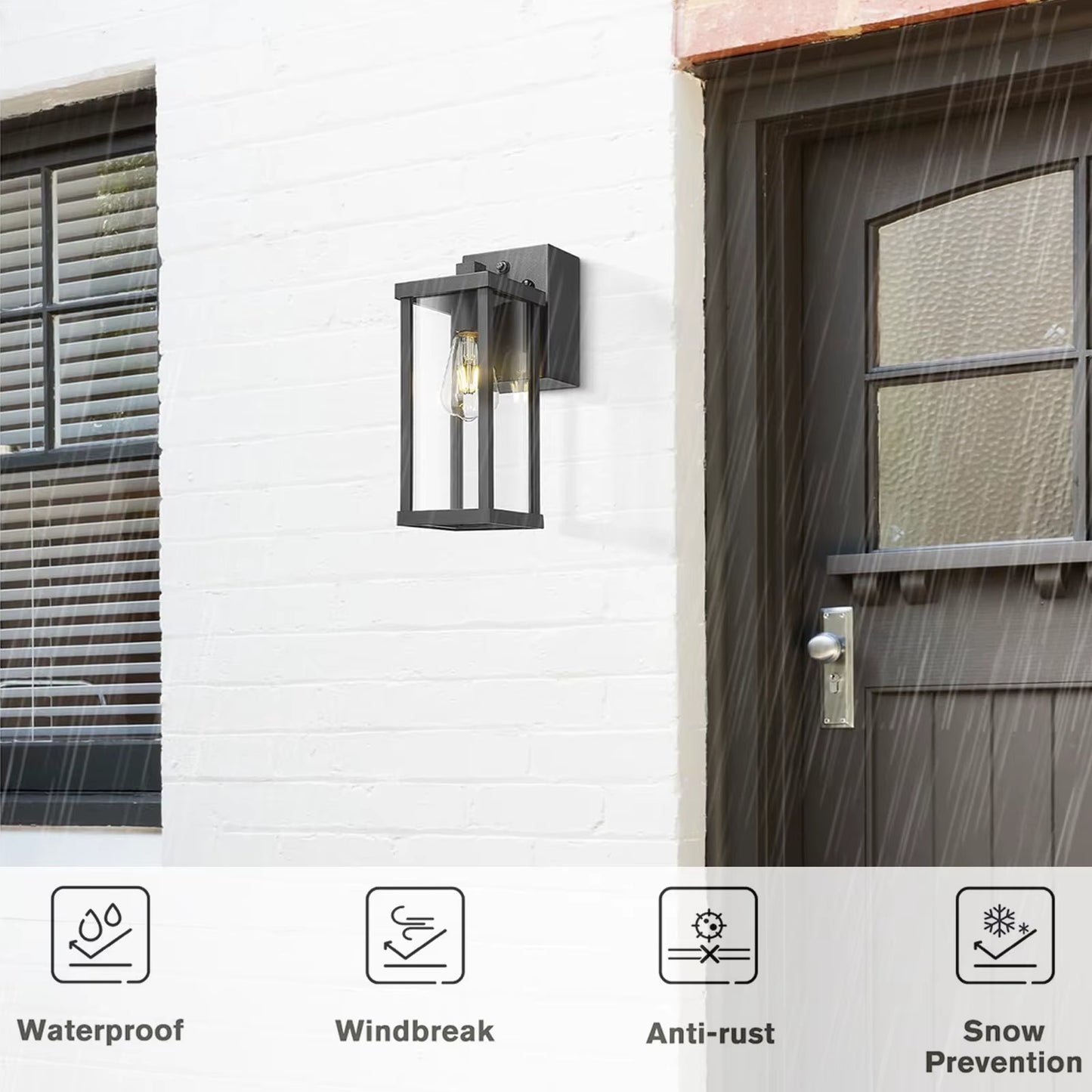 Porch Light with GFCI Outlet Dusk to Dawn Outdoor Light Exterior Lighting Fixtures Wall Mount for House Patio Garage Hallway