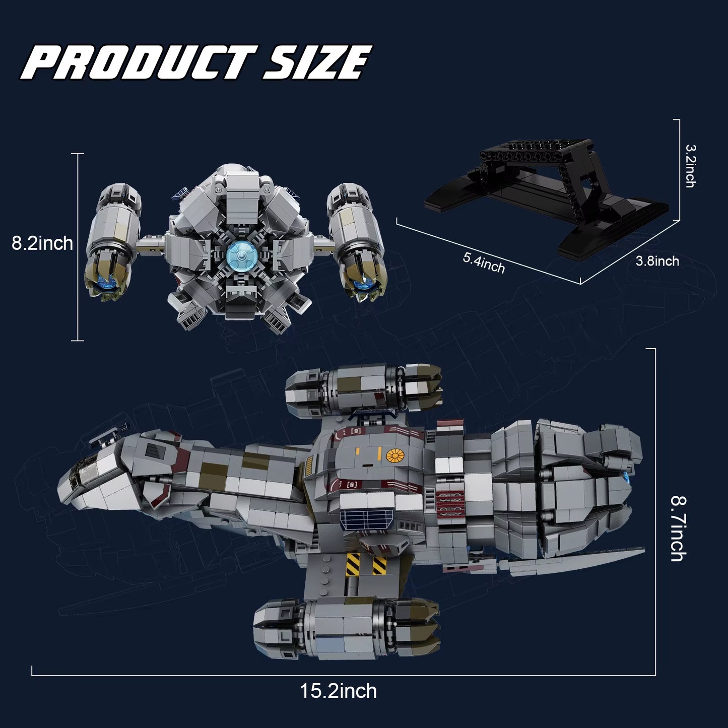 Spaceship Building Blocks Shuttle Firefly-Class Bricks Toys with Display Stand Space Fans Gifts(1345 Pieces)