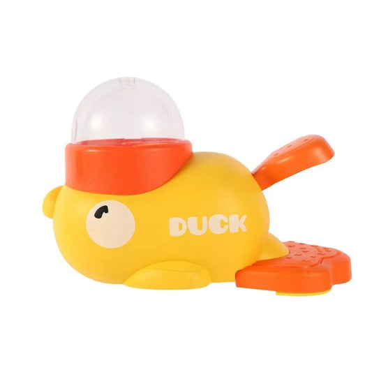 1 Pcs Little Yellow Duck Pet Feeder Interactive Training Device for Cats and Dogs Food Dispensing by Pressing Automatic Feeder