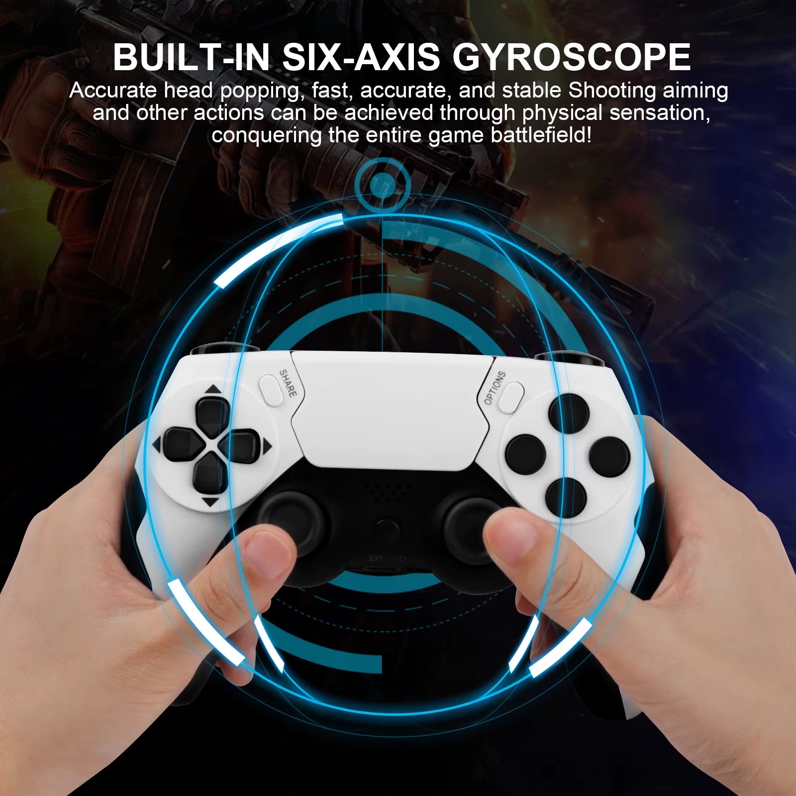 Wireless Controller Dual Vibration Game Joystick Gamepd for PS4 PS3 Console PC Gamepad with 6-Axis Gyros