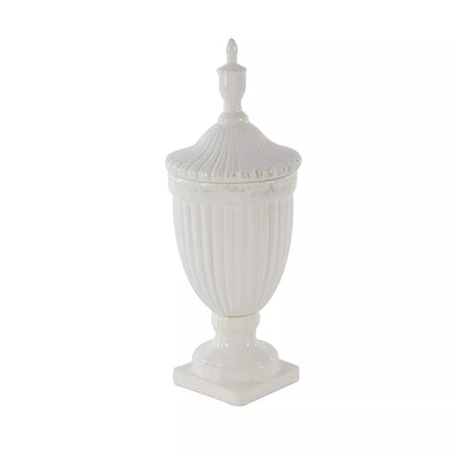 26-Inch Contemporary White Ceramic Vase - Elegant Large Tabletop Decor with Unique Design