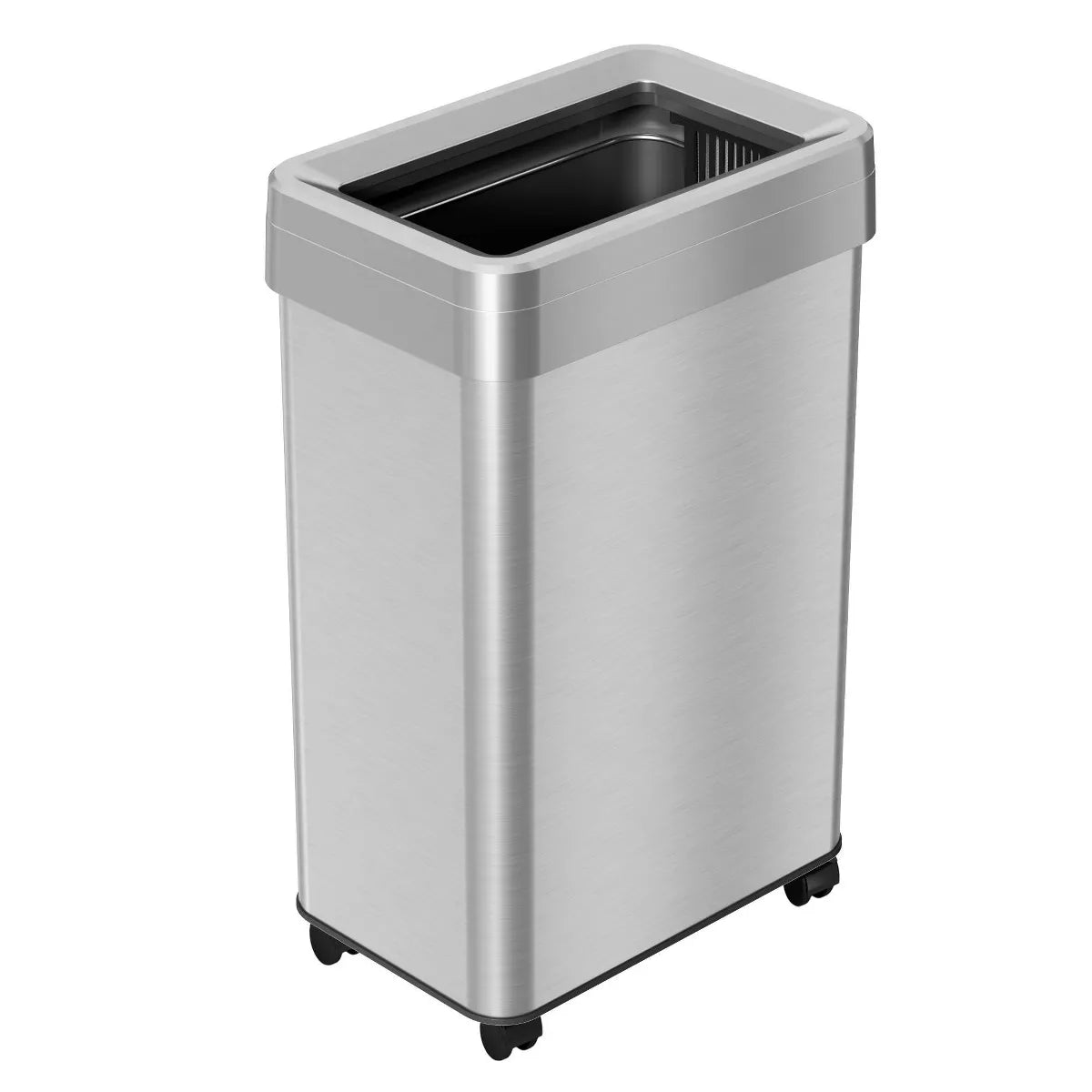 Rectangular Trash Can with Mobility Features and Dual Odor Control Filters