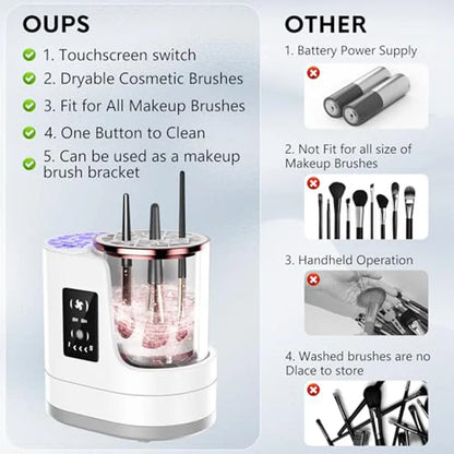3-in-1 Automatic Electric Makeup Brush Cleaner and Dryer - Quick-Drying Tool for Gentle Care of Brush Bristles
