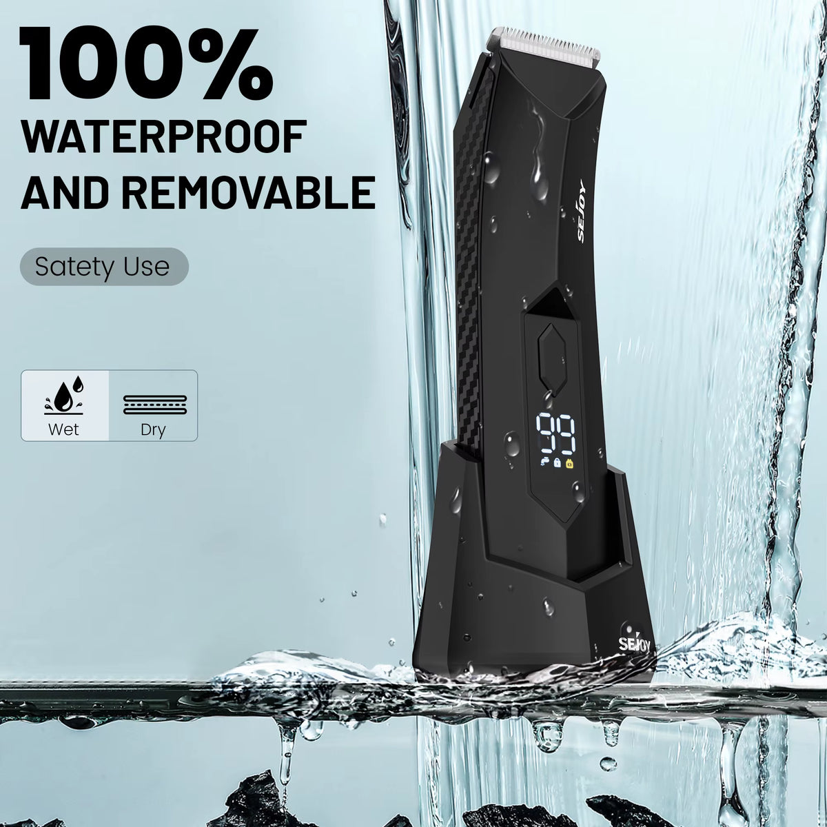 Sejoy Men's Electric Shaver and Ball Trimmer for Groin and Body Hair Grooming with Replaceable Ceramic Blade Heads