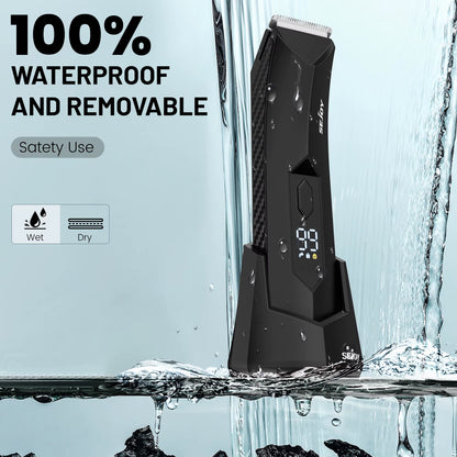 Sejoy Men's Electric Shaver and Ball Trimmer for Groin and Body Hair Grooming with Replaceable Ceramic Blade Heads