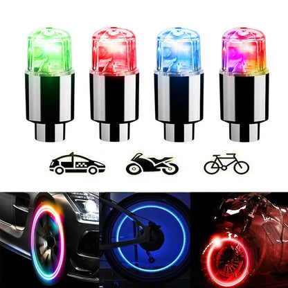 Durable Tire Valve Cap Lights - 2/4/8 Pack for Cars, Motorcycles, and Bicycles