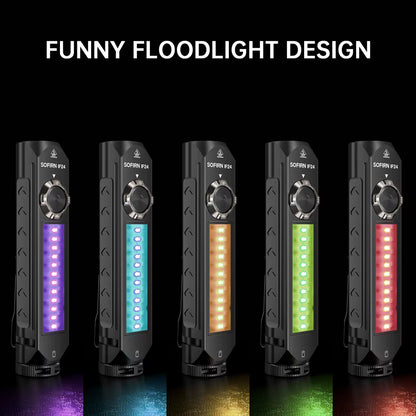 IF24 RGB Light SST40 2000Lm Powerful LED Flashlight 5V 2A 18650 USB C Rechargeable Torch IP66 Waterproof with Magnetic
