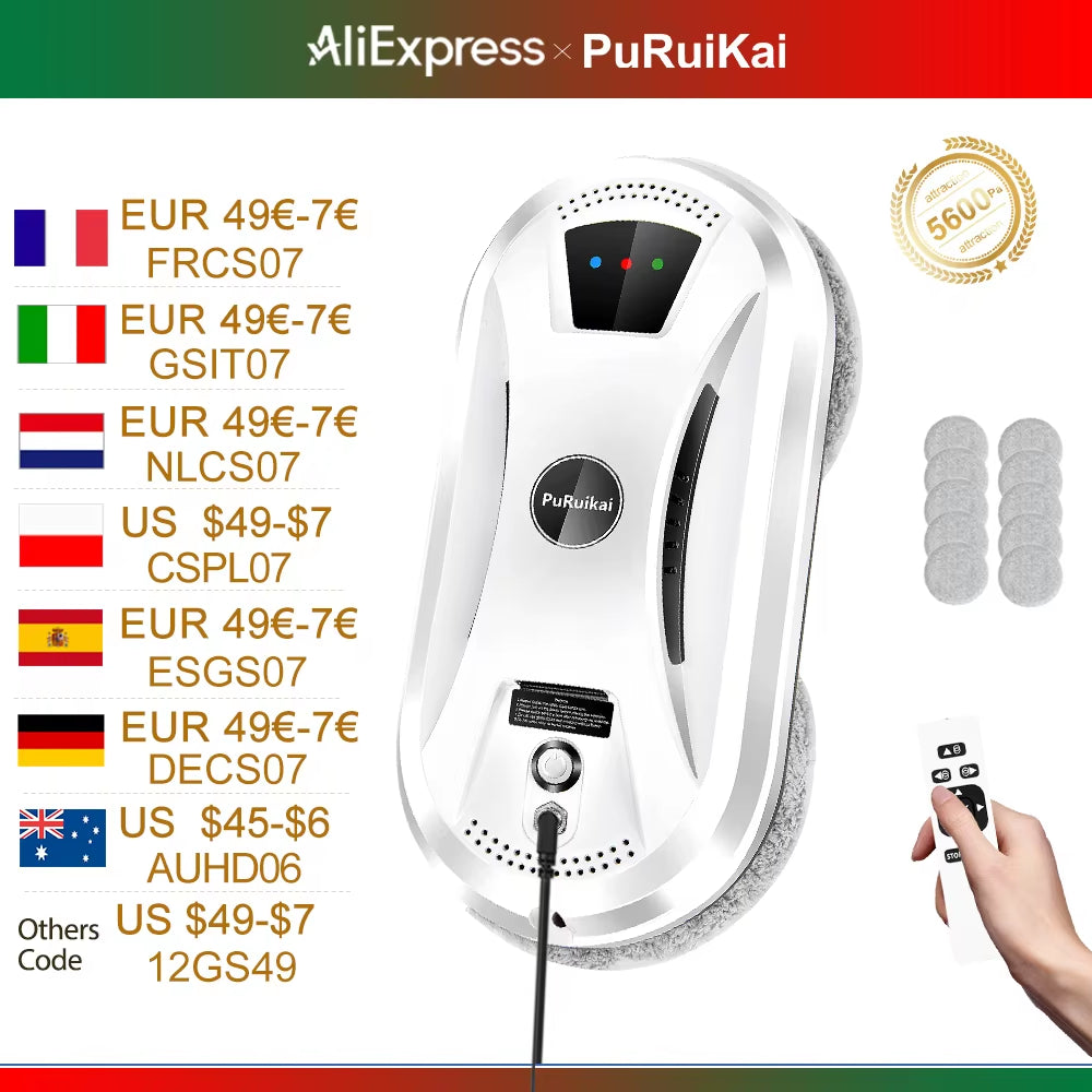 Ultra Thin Robot Vacuum Cleaner Window Cleaning Robot Window Electric Glass Limpiacristales Remote Control for Home