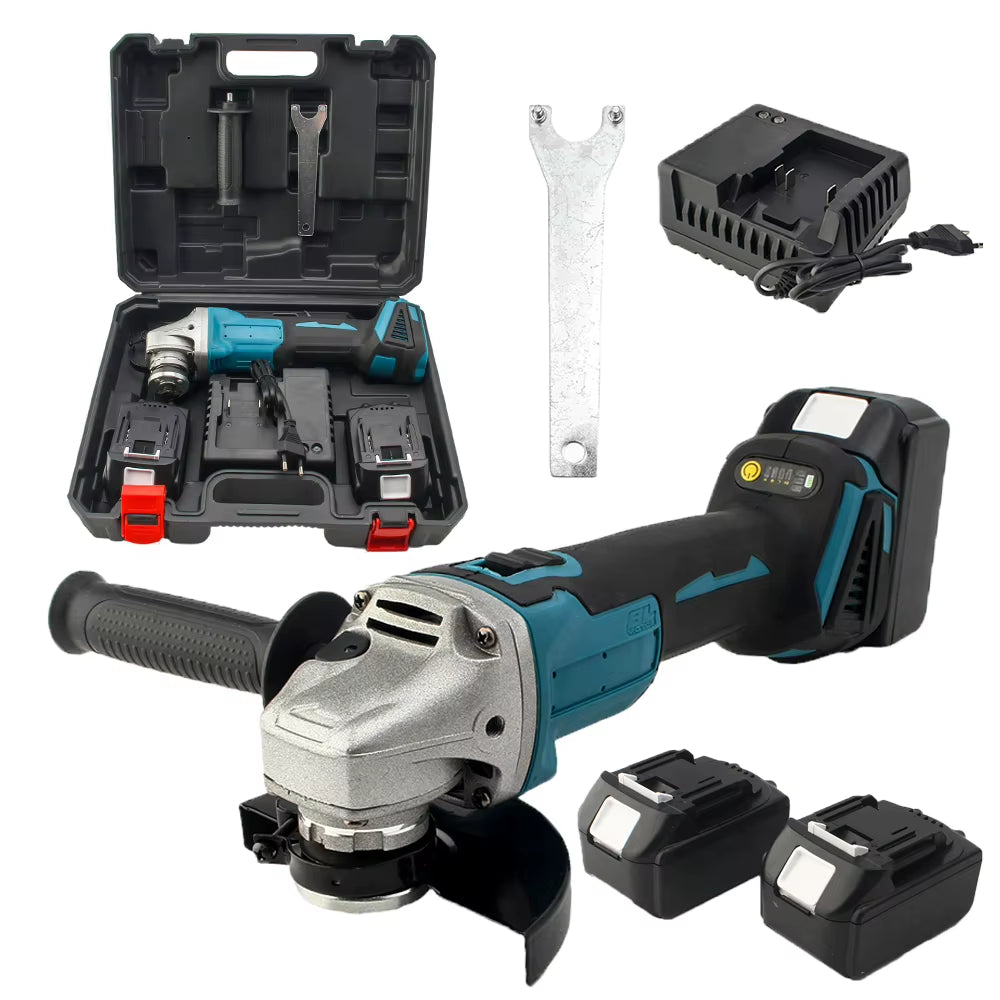 125MM Brushless Electric Angle Grinder with Variable Speed - M14 Cutting Tool for Woodworking Compatible with Makita 18V Battery