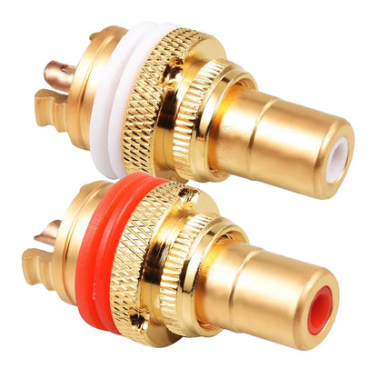 2PCS RCA Jack Plug Copper Gold Plated CMC RCA Socket for Speakers Terminals Audio Wire Connectors Panel RCA Female
