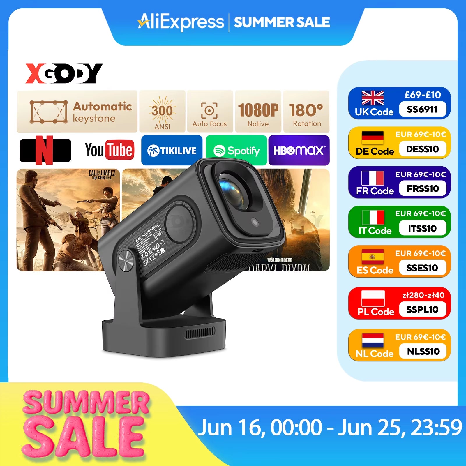 4K HD 300ANSI Projector Cinema Bluetooth Wifi 1080P Android Home Theater Smart